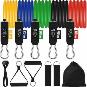 OEM Bandas De Resistencia Para Ejercicios, Juego De Bandas El&aacute;sticas De Entrenamiento De Fuerza Con 5 Tubos De Fitness, Asas De Espuma, Correas Para Tobil
