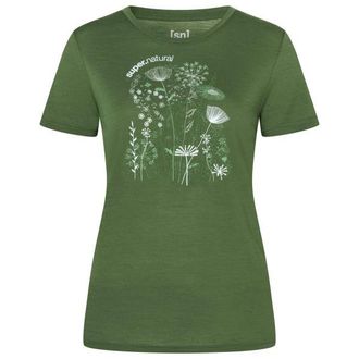 super.natural Rock Flowers Tee Merinoshirt f&uuml;r Damen | oliv