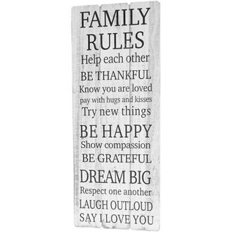 Hhg Hhg - Letrero De Pared Reglas De Familia, Letrero Decorativo De Madera, Aspecto Shabby Vintage 76x31cm