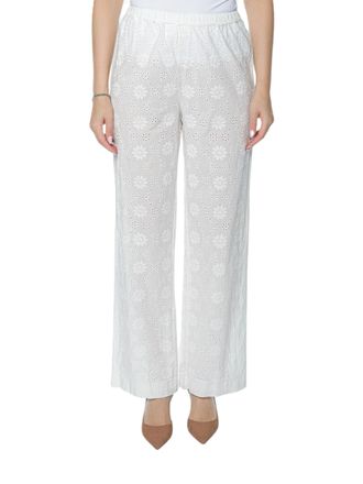 MC2 Saint Barth Wide-Leg Pants with Intricate Eyelet Lace Detail