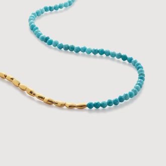 Monica Vinader Gold Mini Nugget Gemstone Beaded Necklace Turquoise