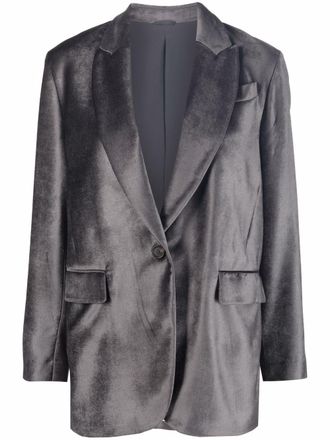 Brunello Cucinelli Blazer met enkele rij knopen - Grijs