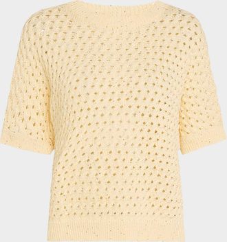 PESERICO Sequin-Embellished Open Knit Sweater