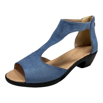 Generic WomenS Low Heel Sandals for Women with Side Cut Out and Back Zip Closure Pu Roman Style Party Dance Heels Kitten Heel Prom Shoes for Summer Evening Fe