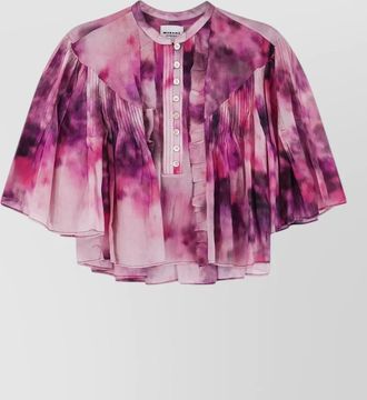 Isabel Marant cotton printed ruffled cropped blouse