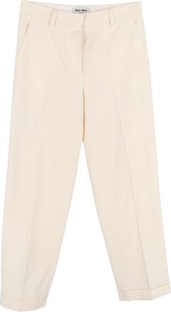Miu Miu Straighht-Leg Trousers in Cream Cotton