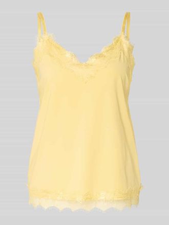 Freequent Regular Fit Top mit Spitzenbesatz Modell Bicco in Hellgelb, Gr&ouml;&szlig;e XL