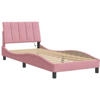 vidaXL Vidaxl - Estructura De Cama Con Luces Led Terciopelo Rosa 90x200 Cm