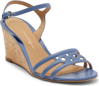 Ferragamo Fieri Cork Wedge Sandal in Blue at Nordstrom Rack, Size 11