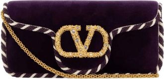 Valentino Loc&ograve; Velvet Clutch - Bags - Mujer - P&uacute;rpura - ONE SIZE