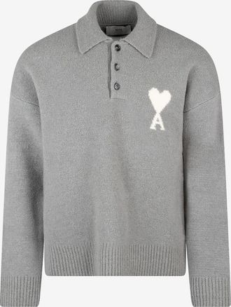 Ami Alpaga-Strickpullover mit Polokragen