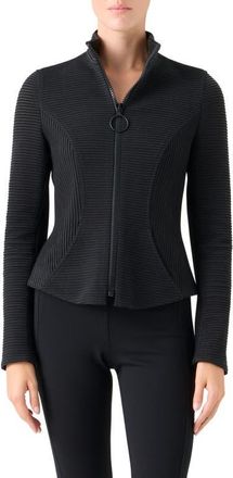 Akris Ottoman Knit Jacket in Black at Nordstrom, Size 14