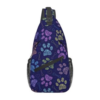 Generic Flower Flower Texture Cat Paws Purple Crossbody Bag Trendy Chest Bag Anti Theft Daypack For Women Casual Men