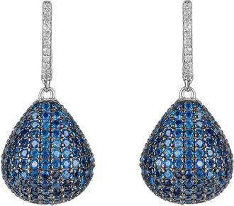 Latelita London Valerie Pear Drop Gemstone Earrings Silver Sapphire Blue