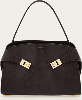 Ferragamo Women Hug soft bicolor shoulder bag (M) Brown