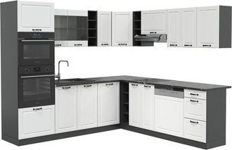 Vicco Cocina Esquinera R-line, Casa De Campo Blanca/antracita, 237 X 247 Cm, Et Antracita