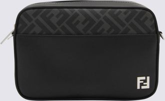 Fendi Black Leather Ff Crossbody Bag