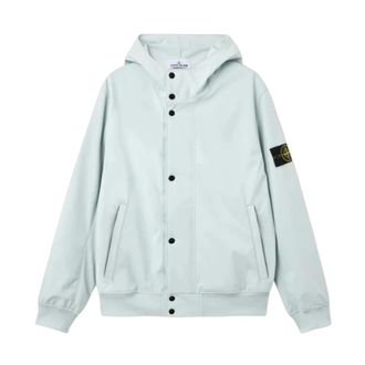 Stone Island Light Jackets, male, Blue, Size: 2XL Light Soft Shell-R Short Parka