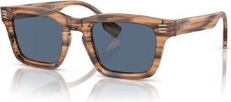 Burberry Rechthoekige zonnebril met donkerblauwe lenzen - unisex - Zonnebrillen - Bruin - 51 MM - Accessoires