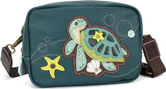 Chala Mini Pack Women RFID Protected Sling Purse and Waist Bag with Two Adjustable Straps, Turtle a - Turquoise, One Size, Waist Bag