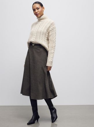 Contemporaine Womens Flared tweed midi skirt