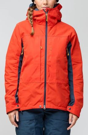 Fj&auml;llr&auml;ven Bergtagen G-1000 Water Resistant Hooded Jacket in Flame Orange-Mountain Blue at Nordstrom, Size X-Large