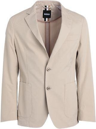 BOSS Men's Slim-Fit Jacket in Beige Stretch Fabric with Lapel Collar