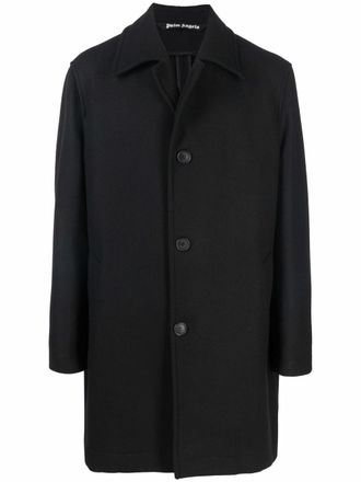 Palm Angels single-breasted logo-print coat - Black
