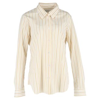 Dries Van Noten Striped Button-Down Shirt in Yellow Cotton
