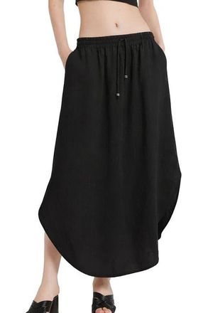 ottod'Ame Linen Long Skirt in Black at Nordstrom, Size 40 It
