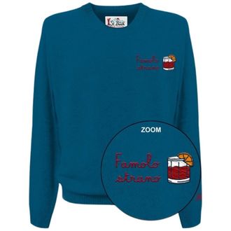 MC2 Saint Barth Round-neck Knitwear, male, Blue, Size: M Heron Crewneck Sweater