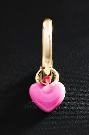 Anthropologie Alison Lou Tiny Enamel Heart Single Huggie Hoop Earring