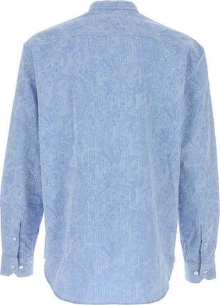 Etro Mens Striped Cotton Shirt Blue