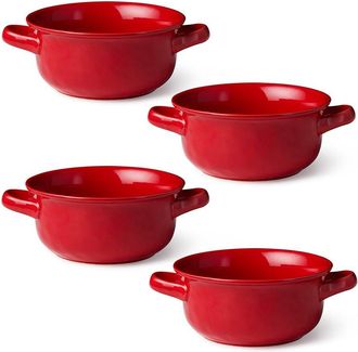 Certified International Berry Red Set Of 4 Soup Crocks