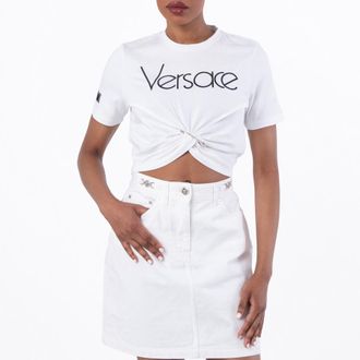 Versace Safety Pin 1978 Logo T-Shirt, Brand Size 42 ( US Size 6 )