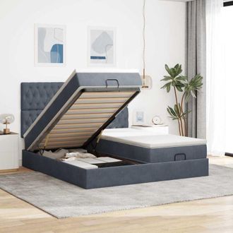 vidaXL Estructura Cama Otomana Colchones Terciopelo Gris Oscuro Vidaxl