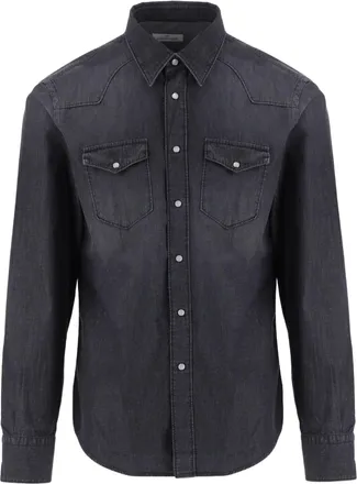 Alessandro Gherardi Dark Gray Cotton Denim Patch Pockets Shirt
