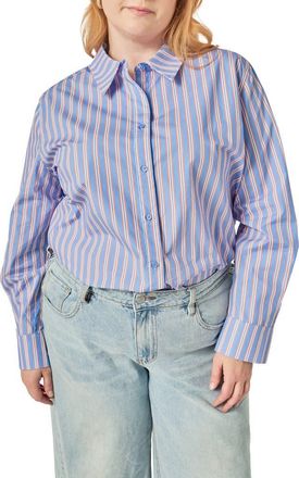 English Factory Striped Cotton Shirt in Blue/orange at Nordstrom, Size 1X