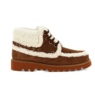 Valentino VLogo-detail leren veterlaarzen - Dames - Schoenen - Bruin - Maat: 41 EU Leer