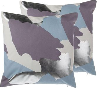 Beliani Beliani - Set of 2 Cotton Scatter Cushions Abstract Pattern Pillow 45 x 45 cm Purple Ixia