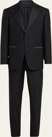 Cesare Attolini Mens 150s Wool Grosgrain Tuxedo