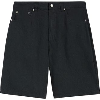 Obey Devin Baggy Linen Blend Shorts in Black at Nordstrom, Size 36