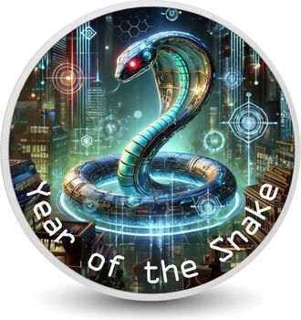 OEM Moneda De Plata De 1 Oz Del A&ntilde;o De La Serpiente - Visi&oacute;n De La Serpiente Cibern&eacute;tica