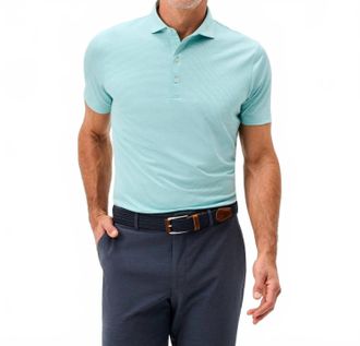 Johnnie-O Perf Jersey Polo Lyndonn Stripe In Tropical Celeste