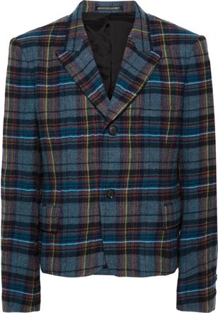 Yohji Yamamoto tartan wool blazer - men - Wool/Cupro - 4 - Blue