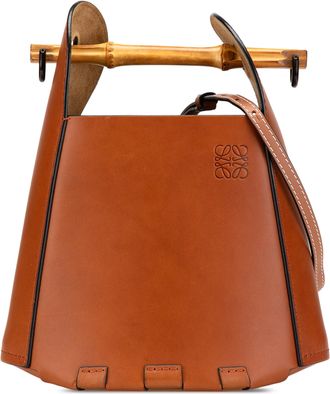 Loewe Pre-owned Womens Font Tote Bamboo Handle Bag - Brown Leather - One Size