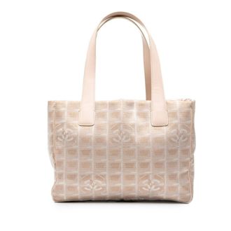 Chanel Pink Nylon Leather Shoulder Bag Tote Bag (Pre-Owned)