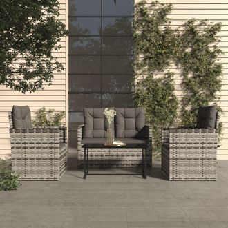 vidaXL Muebles De Jard&iacute;n Con Cojines 4 Piezas Rat&aacute;n Sint&eacute;tico Gris Vidaxl