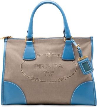 Prada Pre-owned Prada Saffiano Trimmed Canvas Canapa Logo Double Zip Satchel Ladies TOV0JXYDD1PHQ7IX