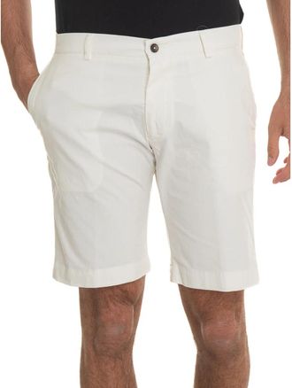 Berwich Katoenen Bermuda Shorts met Tailoring Vent - Heren - Korte Broeken - Wit - 3XL - Katoen - Korte Broeken